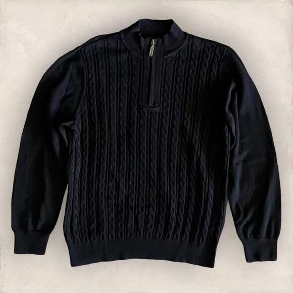 Karen Scott Black Long Sleeve Pullover Cable Knit Sweater Petite Large - Picture 1 of 7